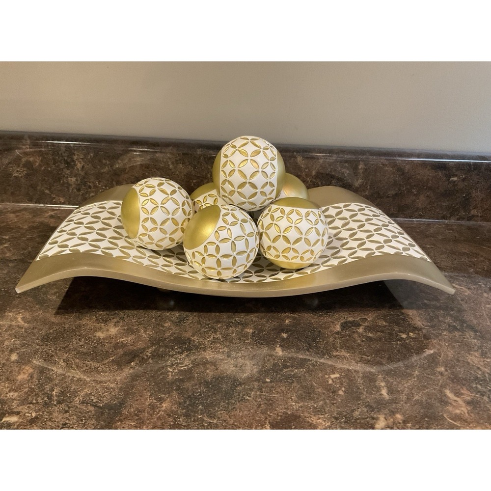 Creative Scents Schonwerk Diamond Lattice Decor Table Centerpiece Bowl w/ 6 Orbs